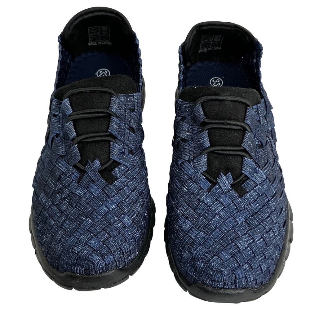 Bernie Mev Victoria Navy Blue Woven Elastic Slip On Sneakers Womens‎ Size 33